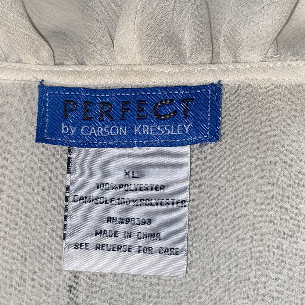 0305 Perfect Sheer Cream Ruffle Blouse by Carson Kressley - Picture 2 of 3